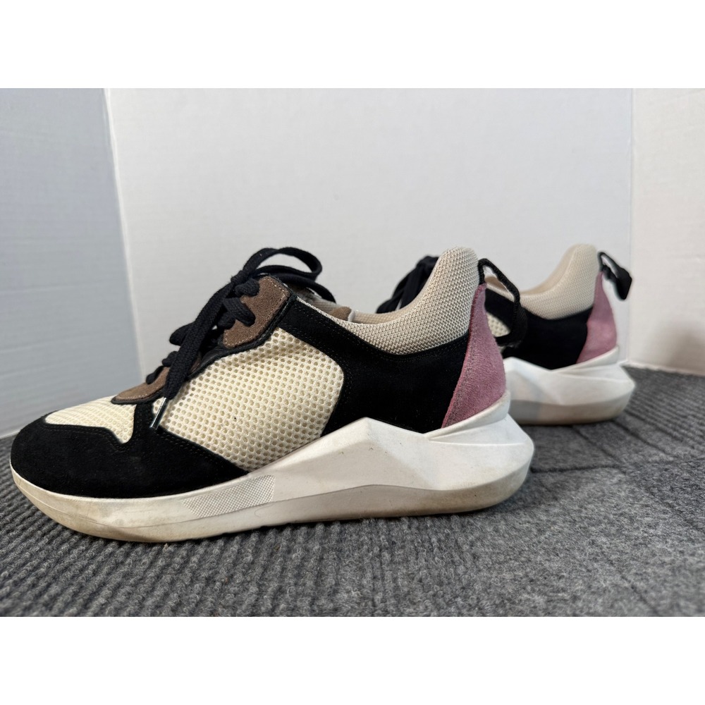 Anthropologie Ashton Platform Sneaker Colorblock Suede Black Pink Cream Women 38